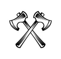 axe cross with a retro engraved style. vector