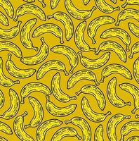 patrón único de fruta de plátano en estilo vintage de garabato. vector