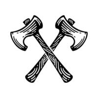 axe cross with a retro engraved style. vector