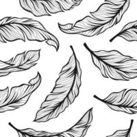 pattern seamless of banana leaves in vintage design vector