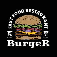 insignia de logotipo de hamburguesa en diseño vintage vector