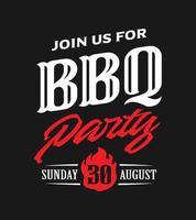 Vintage typography BBQ Party Invitation Template vector