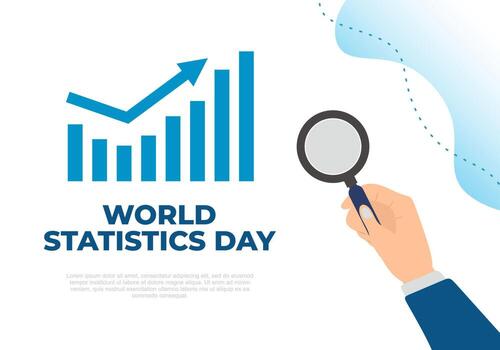 World statistics day background with magnifier graphics october 20th vector