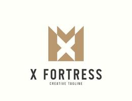 x diseño de logotipo de fortaleza vector