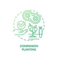 compañero plantando icono de concepto de gradiente verde. sembrando diferentes cultivos juntos. método de jardinería idea abstracta ilustración de línea delgada. dibujo de contorno aislado. vector