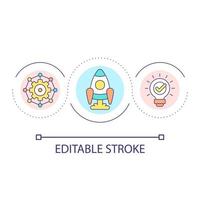 Startup booster loop concept icon. Innovations in business. Digital technology integration abstract idea thin line illustration. Isolated outline drawing. Editable stroke. vector