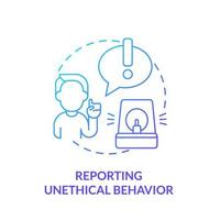 Reporting unethical behavior blue gradient concept icon. Ethics in customer dealings abstract idea thin line illustration. Violations. Isolated outline drawing. vector