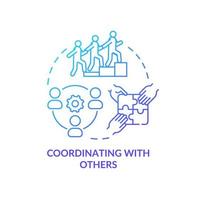Coordinating with others blue gradient concept icon. New team member. Socialization. Onboarding process abstract idea thin line illustration. Isolated outline drawing. vector