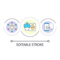 Technology for easier life loop concept icon. Augmented reality. Voice assistant. Networking abstract idea thin line illustration. Isolated outline drawing. Editable stroke. vector