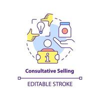 Consultative selling concept icon. Successful sales strategy abstract idea thin line illustration. Investigative approach. Isolated outline drawing. Editable stroke. vector