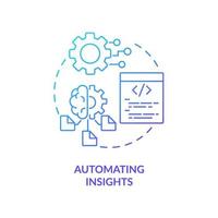 Automating insights blue gradient concept icon. Advanced analytics abstract idea thin line illustration. Machine learning algorithm. Isolated outline drawing. vector