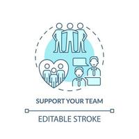 Support team turquoise concept icon. Communication management abstract idea thin line illustration. High workplace morale. Isolated outline drawing. Editable stroke. vector