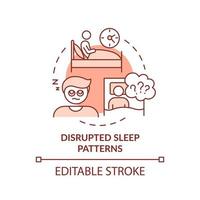 Disrupted sleep patterns terracotta concept icon. Downside of social media abstract idea thin line illustration. Isolated outline drawing. Editable stroke. vector