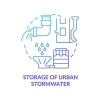 Storage of urban stormwater blue gradient concept icon. Conserving urban biodiversity abstract idea thin line illustration. Drainage system. Isolated outline drawing. vector