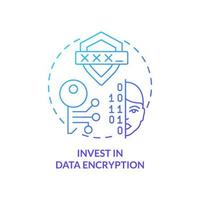 invertir en el icono de concepto de gradiente azul de cifrado de datos. administrar la identidad digital del cliente idea abstracta ilustración de línea delgada. prevención de violación de datos. dibujo de contorno aislado. vector