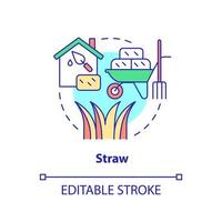 Straw concept icon. Alternative building resource abstract idea thin line illustration. Straw bale construction. Isolated outline drawing. Editable stroke. vector