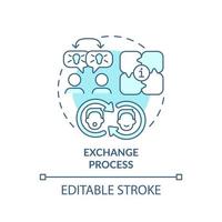 Exchange process turquoise concept icon. Feature of communication abstract idea thin line illustration. Sharing thoughts. Isolated outline drawing. Editable stroke. vector