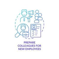 Prepare colleagues for new employees blue gradient concept icon. Developing onboarding process abstract idea thin line illustration. Isolated outline drawing. vector