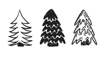 Christmas tree set, Hand drawn illustrations. vector