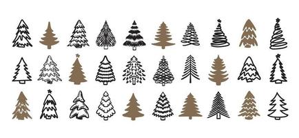 Christmas tree set, Hand drawn illustrations. vector