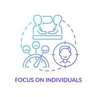 Focus on individuals blue gradient concept icon. Prevention problems. Mental health trend at work abstract idea thin line illustration. Isolated outline drawing. vector