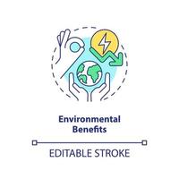 Environmental benefits concept icon. Reduce air emissions. Energy efficiency benefit abstract idea thin line illustration. Isolated outline drawing. Editable stroke. vector