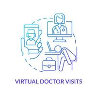 Virtual doctor visits blue gradient concept icon. Remote consulting. Mental health trend at work abstract idea thin line illustration. Isolated outline drawing. vector