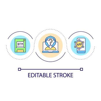 Safe operations with cryptocurrency loop concept icon. Buy and sell. Crypto cash stock abstract idea thin line illustration. Isolated outline drawing. Editable stroke. vector
