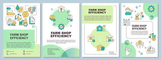 Farm shop energy efficiency green brochure template. Leaflet design with linear icons. Editable 4 vector layouts for presentation, annual reports.