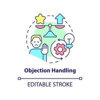 Objection handling concept icon. Sales process abstract idea thin line illustration. Customer concerns and satisfaction. Isolated outline drawing. Editable stroke. vector