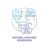 Natural language generation blue gradient concept icon. Augmented data management abstract idea thin line illustration. Software process. Isolated outline drawing. vector