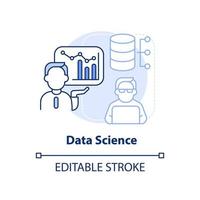 Data science light blue concept icon. Learning top digital skill abstract idea thin line illustration. Big data analysis. Isolated outline drawing. Editable stroke. vector