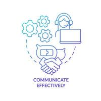 Communicate effectively blue gradient concept icon. Connection. Addressing covid impact on logistics abstract idea thin line illustration. Isolated outline drawing. vector