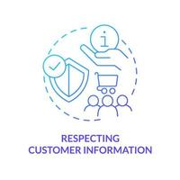 Respecting customer information blue gradient concept icon. Ethical behavior in customer service abstract idea thin line illustration. Isolated outline drawing. vector