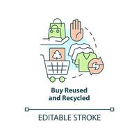 Buy reused and recycled concept icon. Zero waste business approach abstract idea thin line illustration. Prevent pollution. Isolated outline drawing. Editable stroke. vector