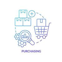 Purchasing blue gradient concept icon. Products and materials. Element of supply chain management abstract idea thin line illustration. Isolated outline drawing. vector