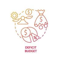 Deficit budget red gradient concept icon. Expenses exceed revenue. Budgeting classification abstract idea thin line illustration. Isolated outline drawing. vector