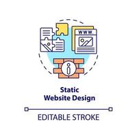 Static website design concept icon. Web designing type abstract idea thin line illustration. Fixed webpage content. Isolated outline drawing. Editable stroke. vector