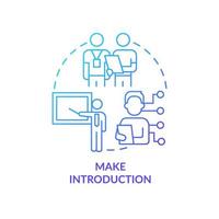 Make introduction blue gradient concept icon. Mentor support. Developing onboarding process abstract idea thin line illustration. Isolated outline drawing. vector