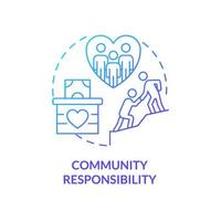 Community responsibility blue gradient concept icon. Type of CSR abstract idea thin line illustration. Positive work environment. Commitment. Isolated outline drawing. vector