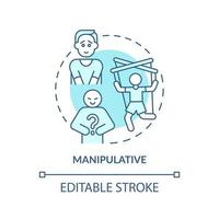 Manipulative turquoise concept icon. Key communication style abstract idea thin line illustration. Toxic behavior. Isolated outline drawing. Editable stroke. vector