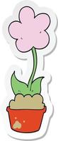 sticker of a cute cartoon flower vector