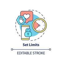 Set limits concept icon. Time restrictions. Way to break social media addiction abstract idea thin line illustration. Isolated outline drawing. Editable stroke. vector