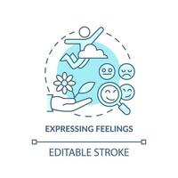 Expressing feelings turquoise concept icon. Functional communication abstract idea thin line illustration. Isolated outline drawing. Editable stroke. vector