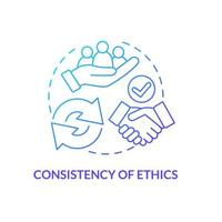 Consistency of ethics blue gradient concept icon. Ethical banking abstract idea thin line illustration. Isolated outline drawing. Moral standards. Development. vector