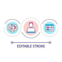 Business analytics expert loop concept icon. Research financial data. Forecast service abstract idea thin line illustration. Isolated outline drawing. Editable stroke. vector