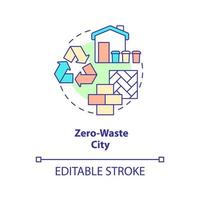 Zero-waste city concept icon. Green urbanism principle abstract idea thin line illustration. Waste and resource management. Isolated outline drawing. Editable stroke. vector