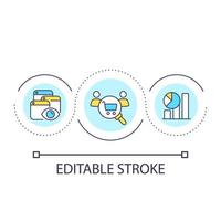 Customer behavior analytics loop concept icon. Clients and users information. Data analysis abstract idea thin line illustration. Isolated outline drawing. Editable stroke. vector