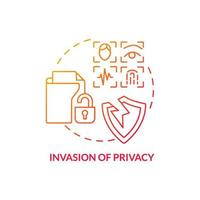 Invasion of privacy red gradient concept icon. Biometric authentication problem abstract idea thin line illustration. Unprotected data. Isolated outline drawing. vector