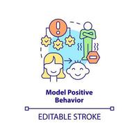 Model positive behavior concept icon. Show how to overcome fear. Helping child abstract idea thin line illustration. Isolated outline drawing. Editable stroke. vector